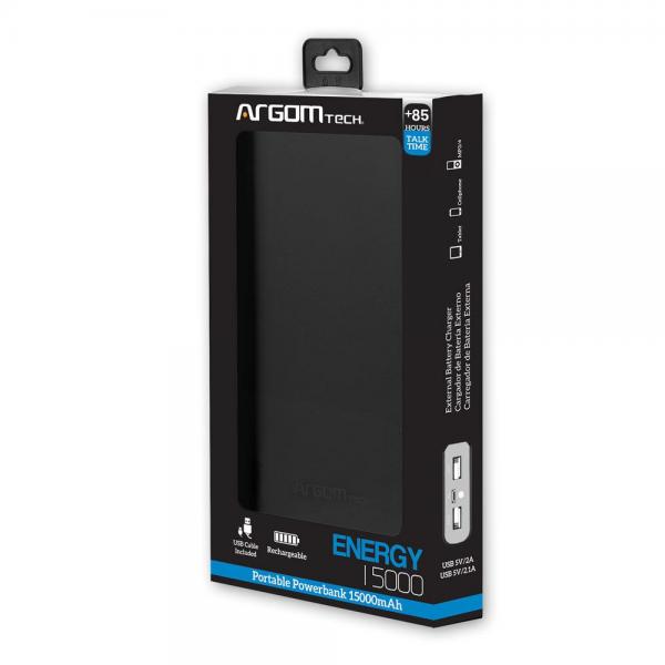 POWER BANK ARGOM 15000MAH BLACK ARG-PB-1141BK BLACK