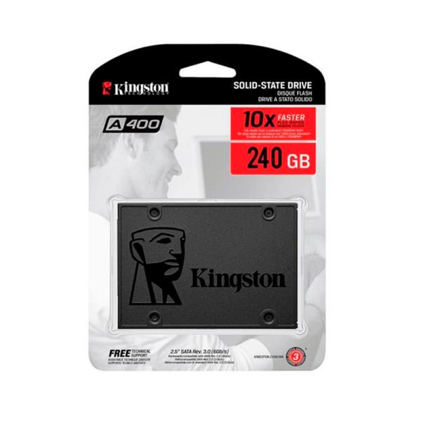HD INTERNO SOLIDO 240GB KINGSTON A400 2.5 PULG SATA III 500MB/S / 350MB/S SA400S37/240G GRIS
