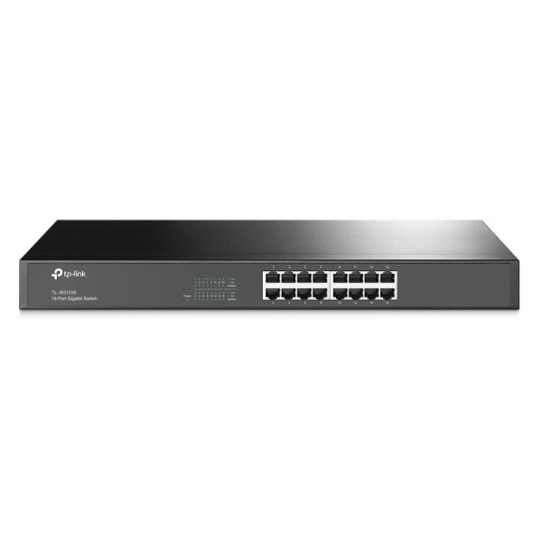 SWITCH TP LINK TL-SG1016 16 PUERTOS GIGABIT 10/100/1000 MBPS NO ADMINISTRABLE 19 PULG NEGRO