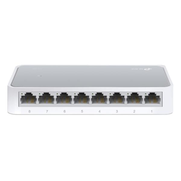 SWITCH TP LINK TL-SF1008D 8 PUERTOS FAST ETHERNET 10/100 MBPS NO ADMINISTRABLE BLANCO / GRIS