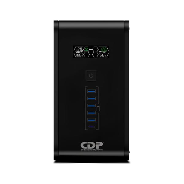 UPS CDP R-SMART1010 1000VA 500W 0X NEMA 5-15R, NEMA 5-15P, USB, RJ45, COAXIAL 6 PUERTOS USB DE CARGA NEGRO