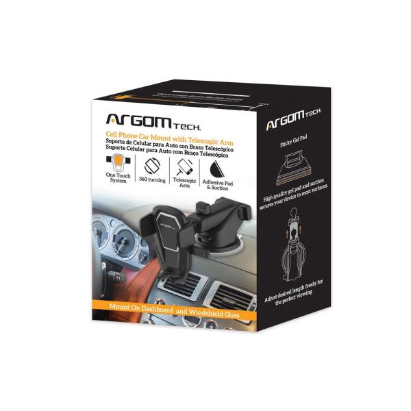 SOPORTE DE CELULAR PARA AUTO TELESCOPIC ARG-AC-0310BK