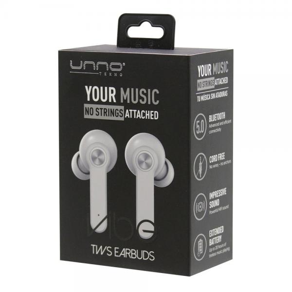 AUDIFONO UNNO TEKNO VIBE TWS INAL&Aacute;MBRICO BLUETOOTH HS7505WT BLANCO