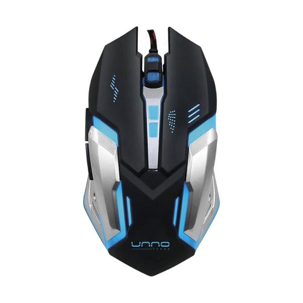 MOUSE GAMING RGB UNNO TEKNO BRAVE AL&Aacute;MBRICO USB 2400 DPI MS6610BK NEGRO / PLATEADO