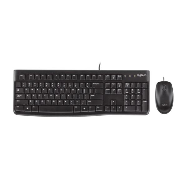 TECLADO Y MOUSE LOGITECH MK120 MEMBRANA ALÁMBRICO USB INGLÉS 920-002565 NEGRO
