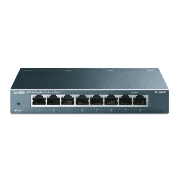 SWITCH TP LINK TL-SG108 8 PUERTOS GIGABIT 10/100/1000 MBPS NO ADMINISTRABLE AZUL