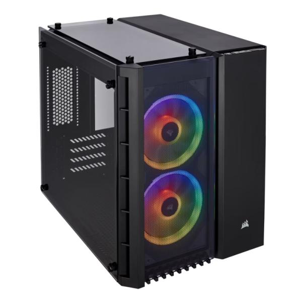 CASE GAMING RGB CORSAIR CRYSTAL SERIES 280X MINI TOWER VENTILADORES 2 DE 120MM CON VIDRIO LATERAL Y MALLA FRONTAL CC-9011135-WW NEGRO