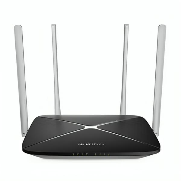 ROUTER MERCUSYS AC12(EU) DUAL BAND 2.4/5 GHZ 1200 MBPS WIFI 5 PUERTOS WAN / LAN NEGRO / GRIS