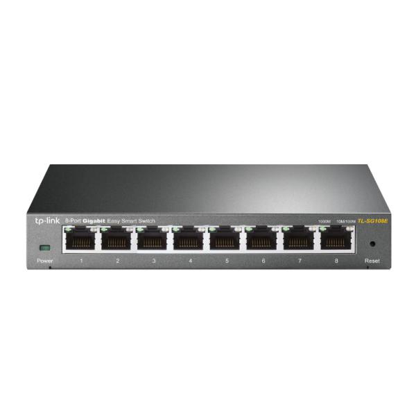 SWITCH TP LINK TL-SG108E 8 PUERTOS GIGABIT 10/100/1000 MBPS EASY SMART MANAGED ADMINISTRABLE GRIS