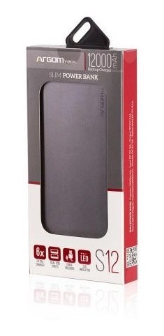 POWER BANK ARGOM S12 12000MAH ALUMINUM SILVER ARG-PB-1150SL