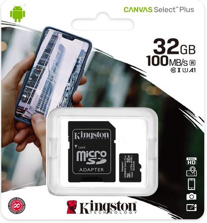 MEMORIA MICRO SDHC 32GB KINGSTON SDCS2/32GB CLASE 10 100 MB/S PARA DISPOSITIVOS ANDROID, SMARTPHONES Y TABLETS