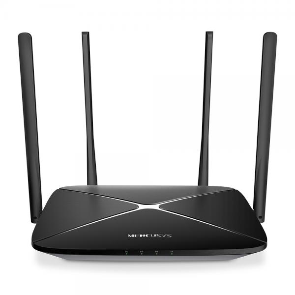 ROUTER MERCUSYS AC12G DUAL BAND 1200 MBPS WIFI 5 PUERTOS WAN / LAN NEGRO