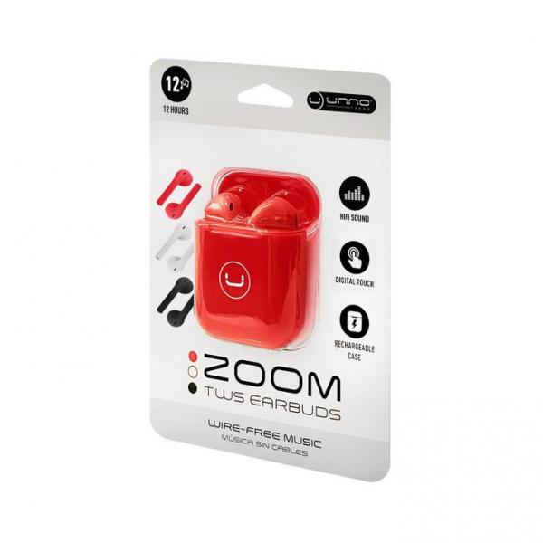 AUDIFONO UNNO TEKNO ZOOM TWS INAL&Aacute;MBRICO BLUETOOTH HS7501RD ROJO
