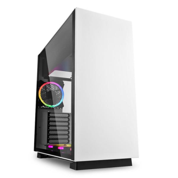 CASE GAMING RGB SHARKOON PURE STEEL MID TOWER VENTILADORES 4 DE 120MM CON VIDRIO LATERAL 4044951027460 BLANCO