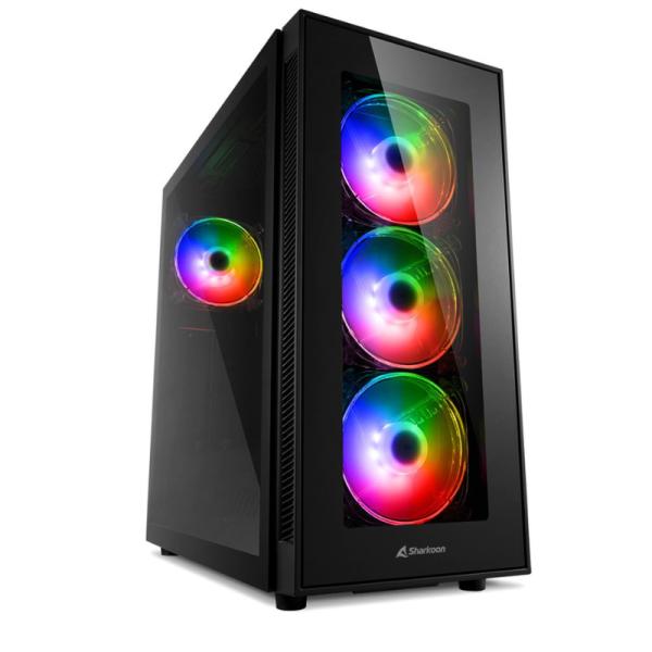 CASE GAMING RGB SHARKOON TG5 PRO MID TOWER VENTILADORES 4 DE 120MM CON VIDRIO LATERAL Y FRONTAL 4044951029105 NEGRO
