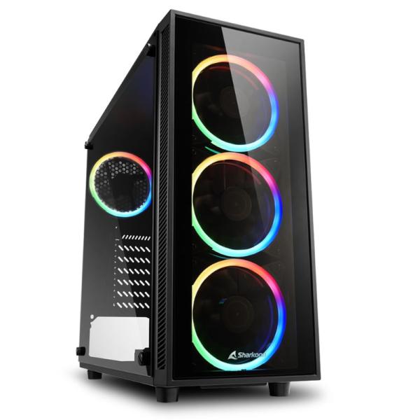CASE GAMING RGB SHARKOON TG4 MID TOWER VENTILADORES 4 DE 120MM CON VIDRIO LATERAL Y FRONTAL 4044951026685 NEGRO