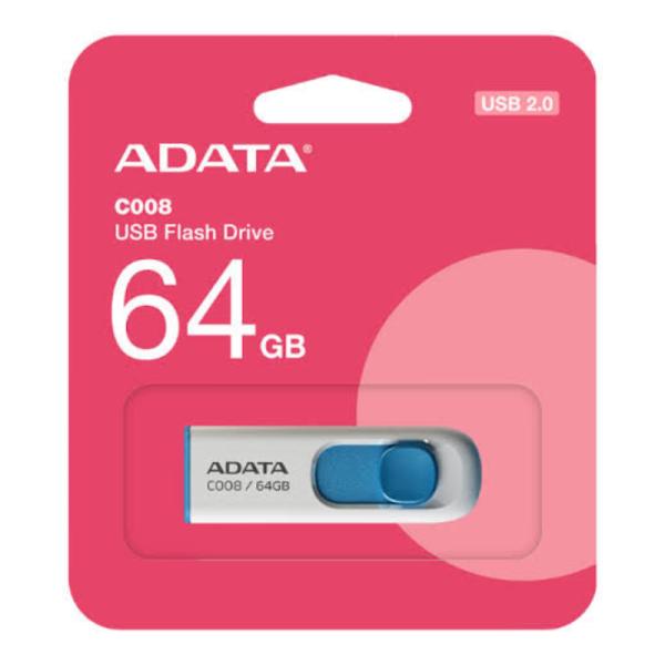 MEMORIA USB 64GB ADATA AC008 USB-A 2.0 AC008-64G-RWE BLANCO / AZUL
