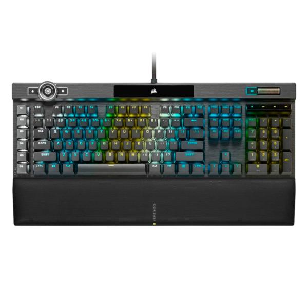 TECLADO GAMING RGB CORSAIR K100 MECÁNICO ALÁMBRICO USB INGLÉS CH-912A01A-NA NEGRO