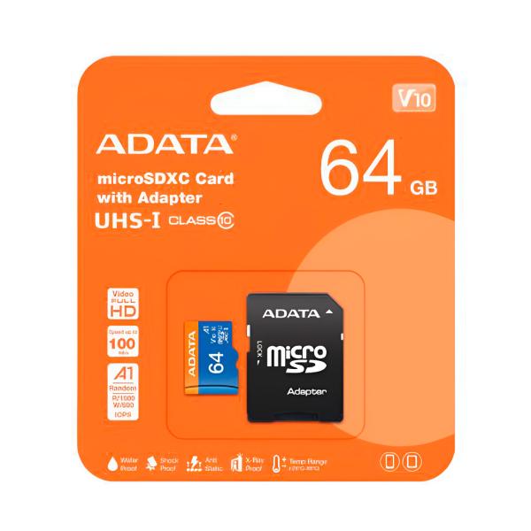MEMORIA MICRO SD 64GB CLASE 10 ADATA AUSDX64GUICL10A1-RA1