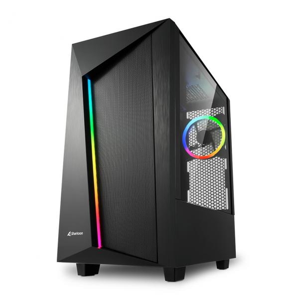 CASE GAMING RGB SHARKOON REV100 MID TOWER VENTILADORES 2 DE 120MM CON VIDRIO LATERAL Y MALLA I4044951030163 NEGRO