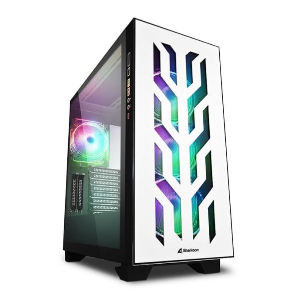 CASE GAMING RGB SHARKOON ELITE SHARK CA300T FULL TOWER VENTILADORES 4 DE 120MM CON VIDRIO FRONTAL Y MALLA SUPERIOR 4044951030415 BLANCO