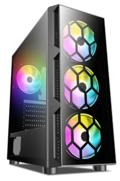 CASE GAMING  D05 USB & AUDIO USB 3.0+USB 1.0+HD AUDIO + SIDE TEMEPERED  GLASS + 3PCS FAN FRONT