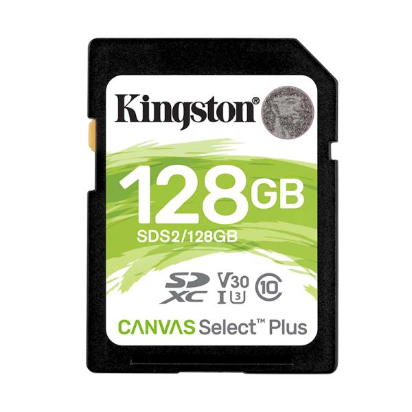 MEMORIA SDXC 128GB KINGSTON CANVAS SELECT CLASE 10 100 MB/S 85 MB/S PARA VIDEOS 4K SDS2/128GB