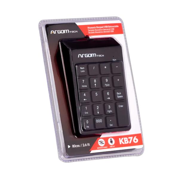TECLADO NUMÉRICO ARGOM KB-1076 MEMBRANA ALÁMBRICO ARG-KB-1076 NEGRO