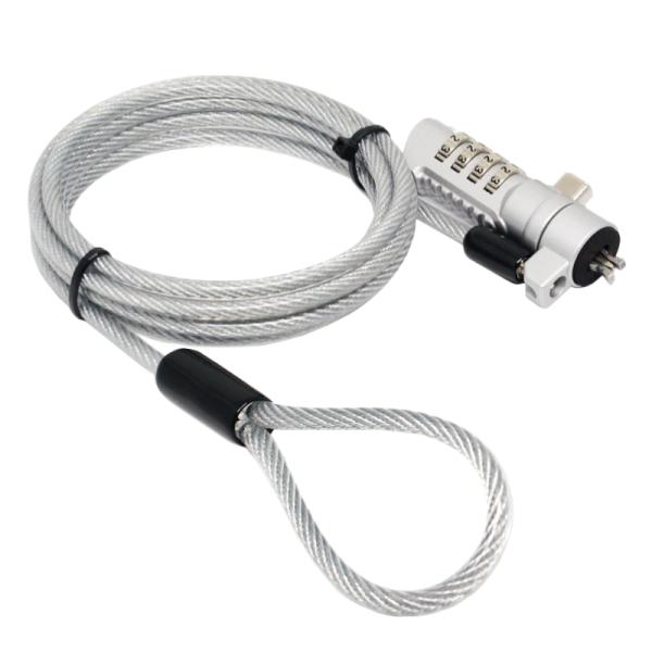 CANDADO PARA LAPTOP UNNO TEKNO KL6010SV 1.8 METROS ACERO GALVANIZADO PLATEADO