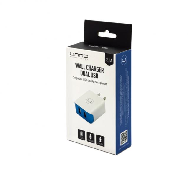 CARGADOR UNNO TEKNO PARA PARED  USB 2.1A PW5052WT