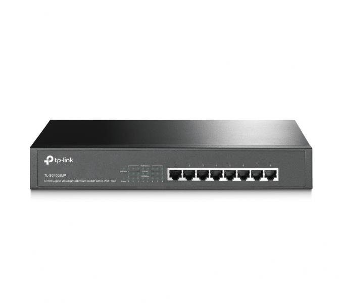SWITCH TP LINK TL-SG1008MP 8 PUERTOS RJ45 GIGABIT POE+ 10/100/1000 MBPS NO ADMINISTRABLE NEGRO