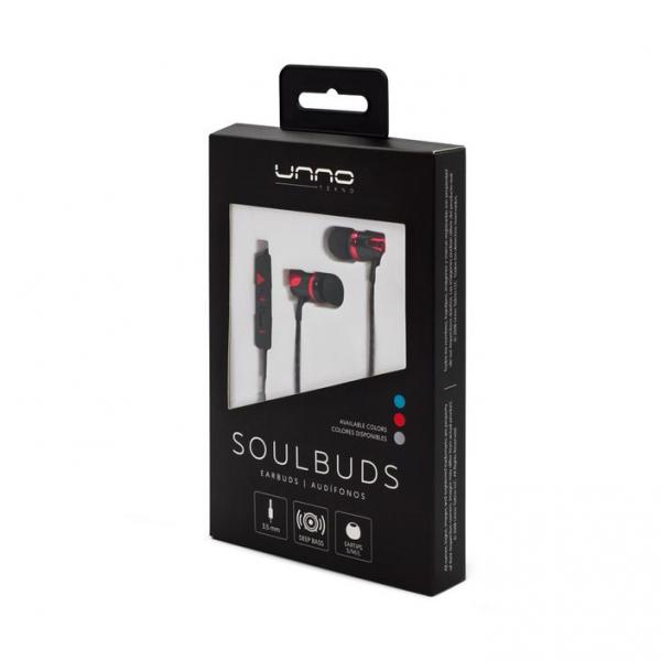 AUDIFONO UNNO TEKNO SOULBUDS AL&Aacute;MBRICO 3.5MM HS7009RD ROJO