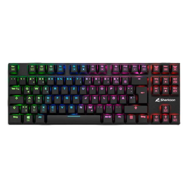 TECLADO GAMING RGB SHARKOON PUREWRITER TKL MECANICO ALÁMBRICO USB INGLÉS SWITCH ROJO 4044951021505 NEGRO