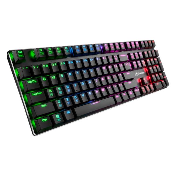 TECLADO GAMING RGB SHARKOON PUREWRITER MECÁNICO ALÁMBRICO USB INGLÉS SWITCH ROJO 4044951021468 NEGRO