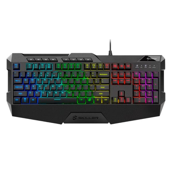 TECLADO GAMING RGB SHARKOON SKILLER SGK4 MEMBRANA AL&Aacute;MBRICO USB INGL&Eacute;S 4044951020478 NEGRO