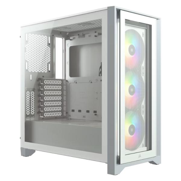 CASE GAMING RGB CORSAIR iCUE 4000X MID TOWER VENTILADORES 3 DE 120MM CON VIDRIO LATERAL Y FRONTAL CC-9011205-WW BLANCO