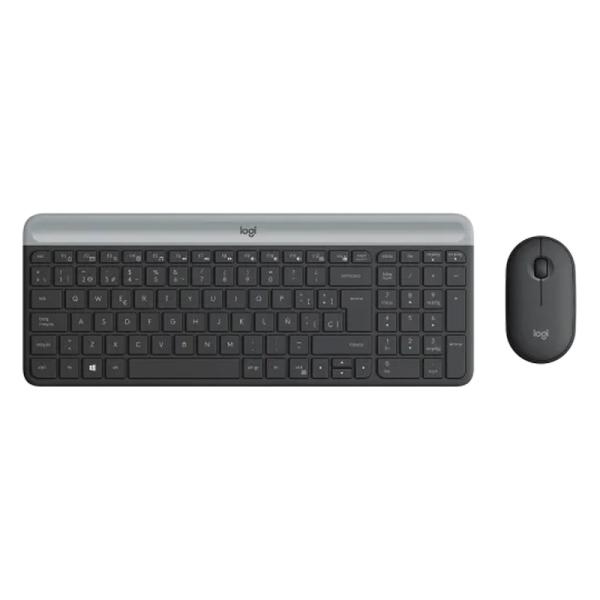 TECLADO Y MOUSE LOGITECH MK470 SLIM COMBO MEMBRANA INALÁMBRICO 2.4 GHZ ESPAÑOL 920-009266 NEGRO
