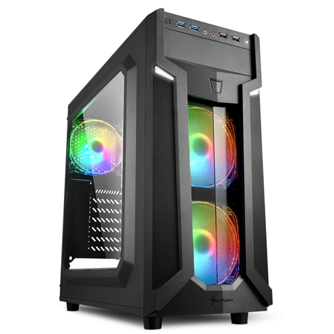 CASE GAMING RGB SHARKOON VG6-W MID TOWER VENTILADORES 3 DE 120MM CON VIDRIO ACR&Iacute;LICO FRONTAL Y LATERAL 4044951026814 NEGRO