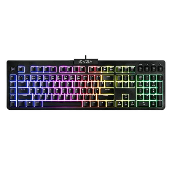 TECLADO GAMING RGB EVGA Z12 MEMBRANA AL&Aacute;MBRICO USB INGL&Eacute;S 834-W0-12US-KR NEGRO