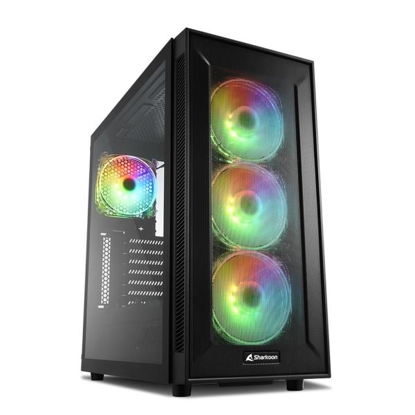 CASE GAMING RGB SHARKOON TG6M MID TOWER VENTILADORES 4 DE 120MM CON VIDRIO LATERAL Y MALLA FRONTAL 4044951032136