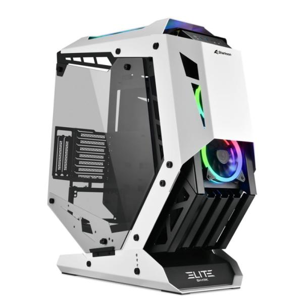 CASE GAMING RGB SHARKOON ELITE SHARK CA700 FULL TOWER VENTILADORES 5 DE 120MM CON VIDRIO LATERAL PANOR&Aacute;MICO 4044951032112 NEGRO / BLANCO