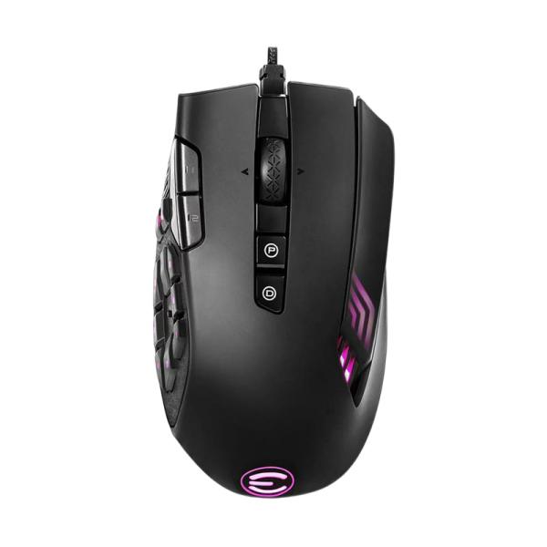 MOUSE GAMING RGB EVGA X15 MMO AL&Aacute;MBRICO USB 16000 DPI 904-W1-15BK-KR NEGRO