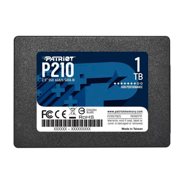 HD INTERNO SOLIDO 1TB PATRIOT P210 2.5 PULG SATA III 520MB/S / 430MB/S P210S1TB25 NEGRO