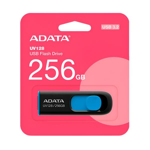 MEMORIA USB 256GB ADATA UV128 USB-A 3.2 GEN 1 AUV128-256G-RBE NEGRO / AZUL