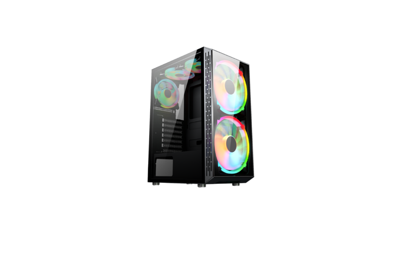 CASE GAMING  AT03 ALL TEMPERED  GLASS + 2 * 18CM FAN