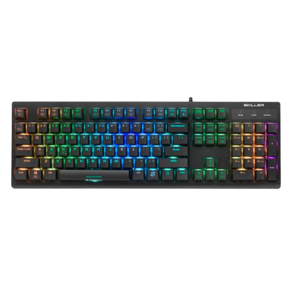 TECLADO GAMING RGB SHARKOON SKILLER SGK30 MEC&Aacute;NICO AL&Aacute;MBRICO USB INGL&Eacute;S SWITCH ROJO 4044951030019 NEGRO