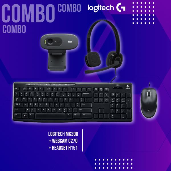 COMBO Logitech Mk200 + WebCam C270 + Headset H151