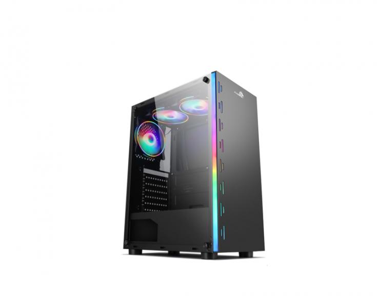 CASE GAMING  X-LION KN-835 TEMPERED  GLASS SIDE PANEL USB2.0*2 + USB3.0*1 + HD AUDIO +