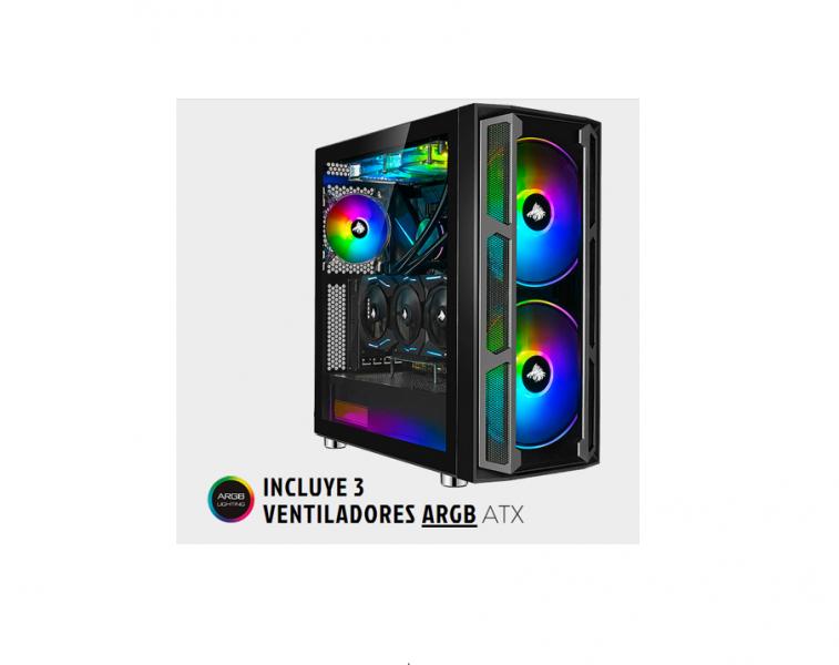 CASE GAMING RGB EAGLE WARRIOR CG03RRRA001C MID TOWER VENTILADORES 2 DE 200MM CON VIDRIO LATERAL NEGRO