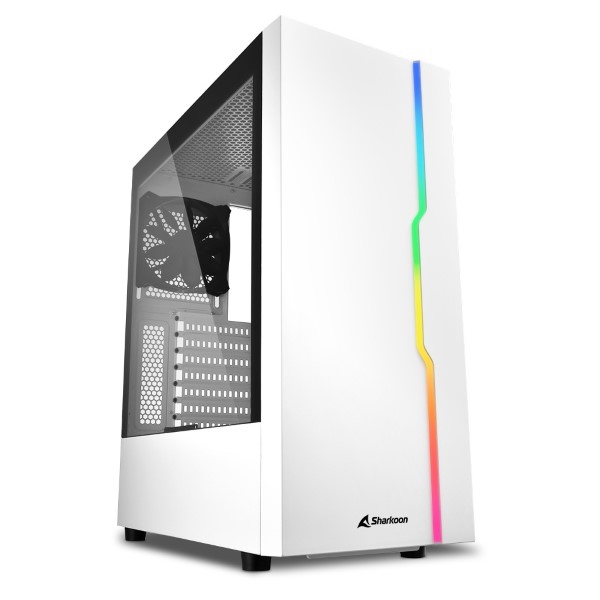 CASE GAMING RGB SHARKOON SLIDER MID TOWER VENTILADOR 1 DE 120MM CON VIDRIO LATERAL 4044951032006 BLANCO